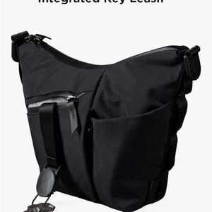 Black Men's Sling Belt Bag with Key Leash